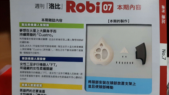 週刊「洛比」Robi 07 本期內容(將頭部安裝在頭部放置支架上並且使頭部轉動).gif