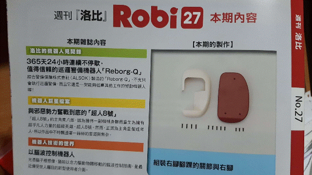 週刊「洛比」Robi 27 本期內容(組裝右腳腳踝的關節與右腳).gif