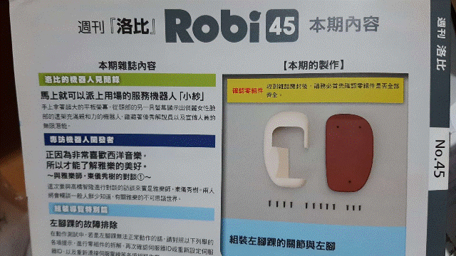週刊「洛比」Robi 45 本期內容(組裝左腳踝的關節與左腳).gif
